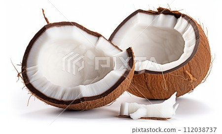 AI-generated content. Coconut isolated on white background. Neural network AI generated art AI-generated content. Coconut isolated on white background. Neural network AI generated art 112038737