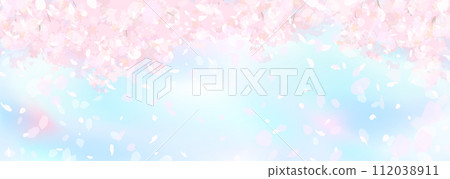 Vague cherry blossoms and blue sky 112038911