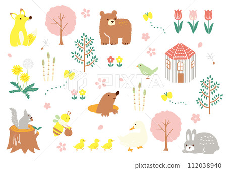 Spring animals illustration Spring animals illustration 112038940