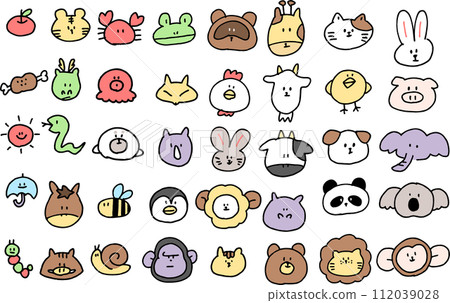 寬鬆可愛的動物插畫圖示集 112039028