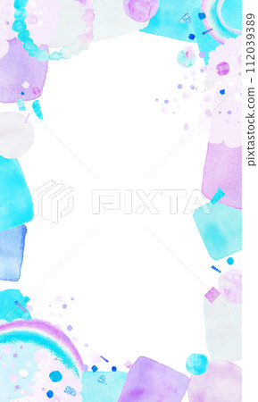 Blue colorful watercolor frame 112039389