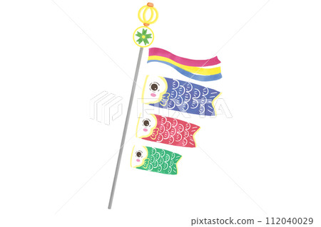 手繪風格藍色、紅色和綠色鯉魚飄帶向量圖 手繪風格藍色、紅色和綠色鯉魚飄帶向量圖 112040029