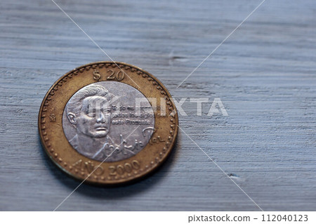 Mexican currency 20 peso coin reverse side 112040123