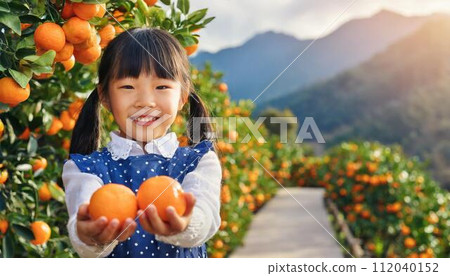 摘橘子的女孩（AI生成素材） 112040152