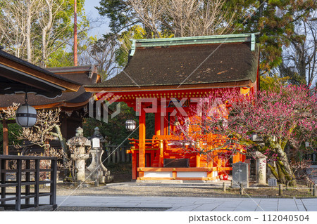 Kyoto in early spring, Kitano Tenmangu Shrine, red plum blossoms and Jishusha 112040504