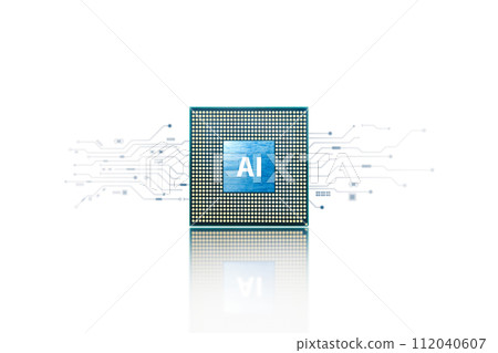 Artificial intelligence AI and machine learning concept. Computer processor chip 112040607