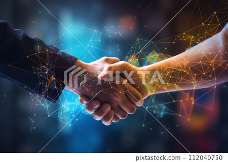 info graphic , A business man shaking hand, generative AI info graphic , A business man shaking hand, generative AI 112040750