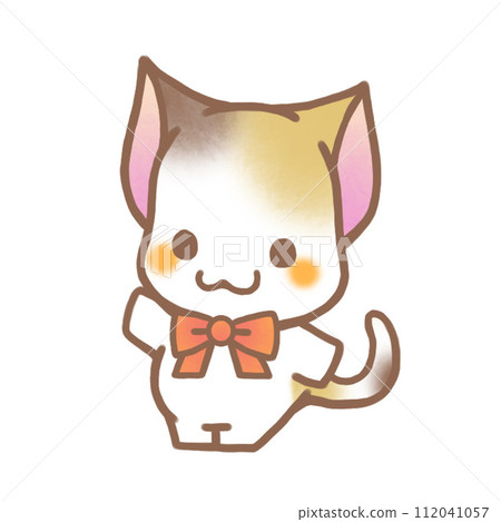 戴著緞帶的印花布貓 戴著緞帶的印花布貓 112041057