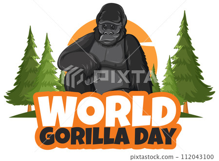Celebrating World Gorilla Day Illustration 112043100