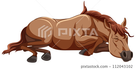 Resting Chestnut Horse Vector Illustration 112043102