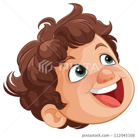 Cheerful Boy with Curly Hair Cheerful Boy with Curly Hair 112043108