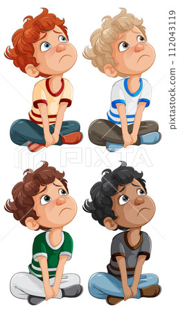 Four Boys Expressing Different Emotions 112043119