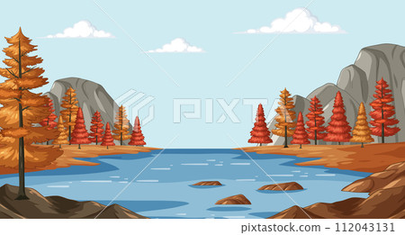 Autumn Lake Surrounded by Colorful Trees Autumn Lake Surrounded by Colorful Trees 112043131
