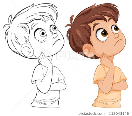 Pensive Boys in Thoughtful Poses Pensive Boys in Thoughtful Poses 112043146