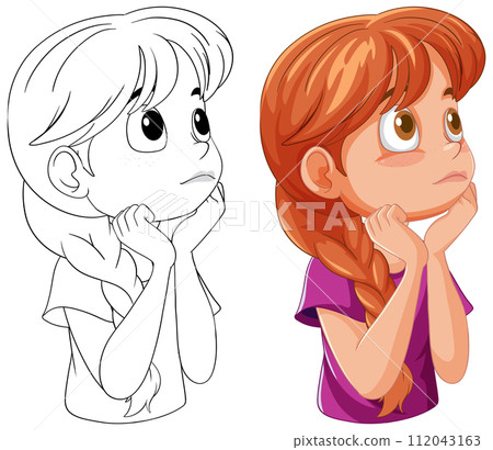 Contemplative Children Vector Illustration 112043163