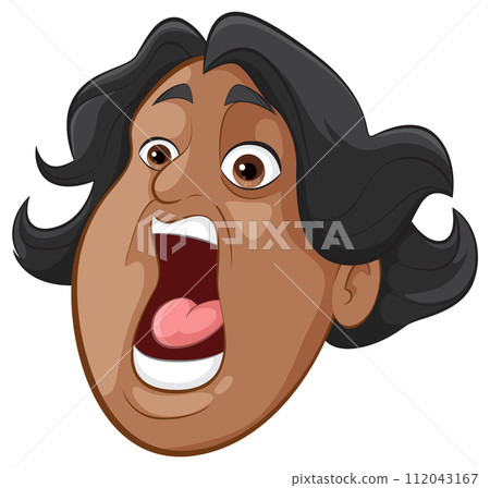 Cartoon Woman with Surprised Expression Cartoon Woman with Surprised Expression 112043167