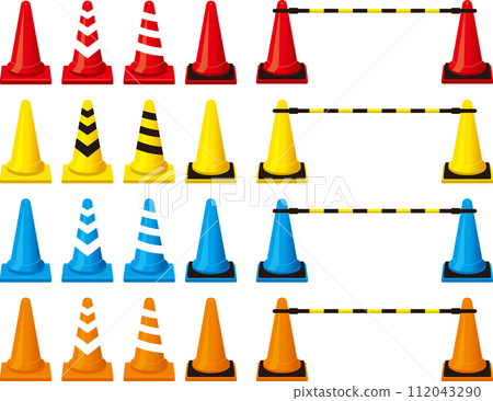 Illustration set of three-dimensional color cones 112043290