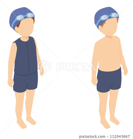 穿著學校泳衣的孩子的插圖 112043667