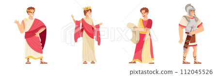 Ancient Roman People Character in Traditional Garment Vector Set 112045526