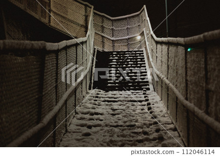 Snow piled stairs Snow piled stairs 112046114
