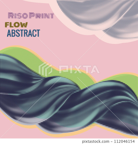 Flow abstract Risograph effect. Abstract swirl wave liquid shape Flow abstract Risograph effect. Abstract swirl wave liquid shape 112046154