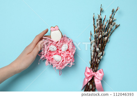 Spring holiday - Easter, concept of Easter with willow 112046393