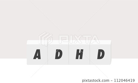 Blocks and ADHD characters on a simple background - Attention Deficit Hyperactivity Disorder image banner material - 16:9 112046419