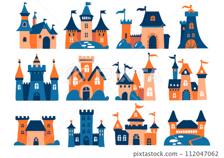 castle collection flat style isolated on background 112047062