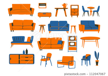 furniture collection flat style isolated on background furniture collection flat style isolated on background 112047067
