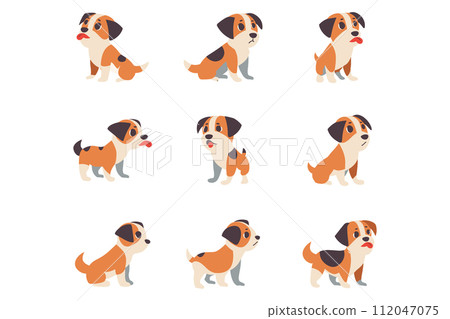 beagle dog collection flat style on background 112047075
