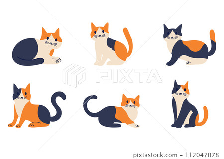 cat collection flat style on background 112047078
