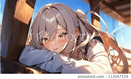 girl lying on a bench 112047339