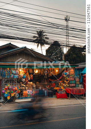 Evening streets and shops on Koh Chang 112047561