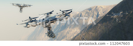 Mountain Patrol: High-Tech Drones Surveying Rugged Terrain at High Altitude Mountain Patrol: High-Tech Drones Surveying Rugged Terrain at High Altitude 112047603