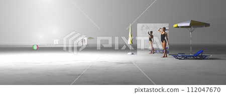 Abstract Beach Scene with Striking Isolation and Surreal Elements Abstract Beach Scene with Striking Isolation and Surreal Elements 112047670