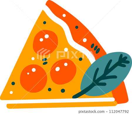isolate slice of pizza flat style on background 112047792