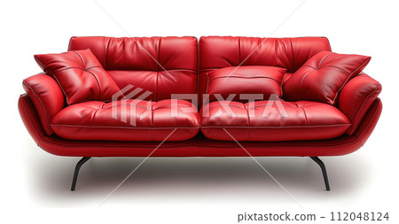 Red leather sofa isolated Red leather sofa isolated 112048124