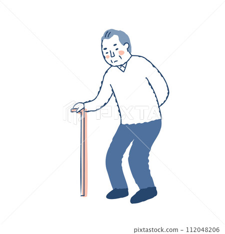 Senior man walking with a cane 112048206