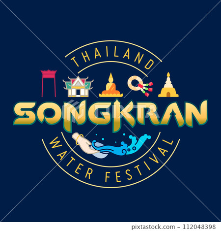 Songkran festival thailand water splashing logotype and lettering design Songkran festival thailand water splashing logotype and lettering design 112048398