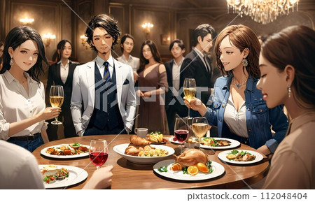 [People] Matchmaking party women men illustration material (AI generated image) 112048404