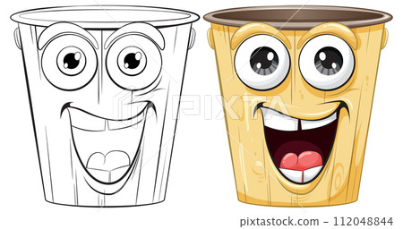 Happy Cartoon Trash Bins Illustration Happy Cartoon Trash Bins Illustration 112048844