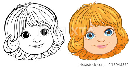 Cheerful Cartoon Girl Illustration Cheerful Cartoon Girl Illustration 112048881