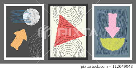 A set of abstract paintings for the interior. Sample paintings for wall decoration, interior design, prints and creative ideas A set of abstract paintings for the interior. Sample paintings for wall decoration, interior design, prints and creative ideas 112049048