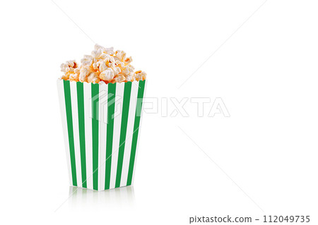cardboard glass green with popcorn on a white transparent background cardboard glass green with popcorn on a white transparent background 112049735