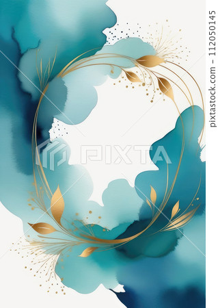 Watercolor wedding invitation template. 112050145