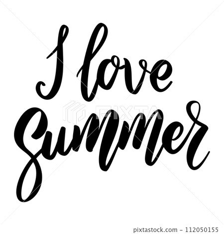 I love summer. Lettering phrase on white background. Design element for greeting card, t shirt, poster. Vector illustration I love summer. Lettering phrase on white background. Design element for greeting card, t shirt, poster. Vector illustration 112050155