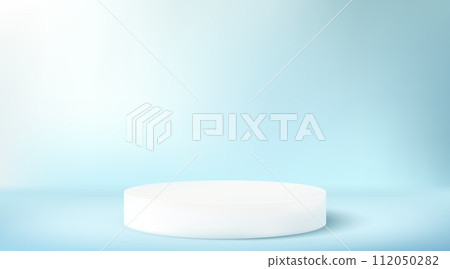 Round stage podium on a blue background. 112050282