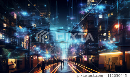 night view of future city 112050445