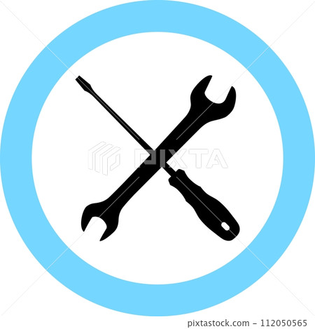 Screwdriver and Wrench Icon in Flat Style. Vector Illustration. Screwdriver and Wrench Icon in Flat Style. Vector Illustration. 112050565