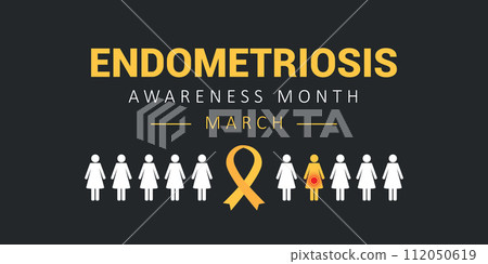 one in ten women has endometriosis illustration of women one with abdominal pains vector illustration one in ten women has endometriosis illustration of women one with abdominal pains vector illustration 112050619